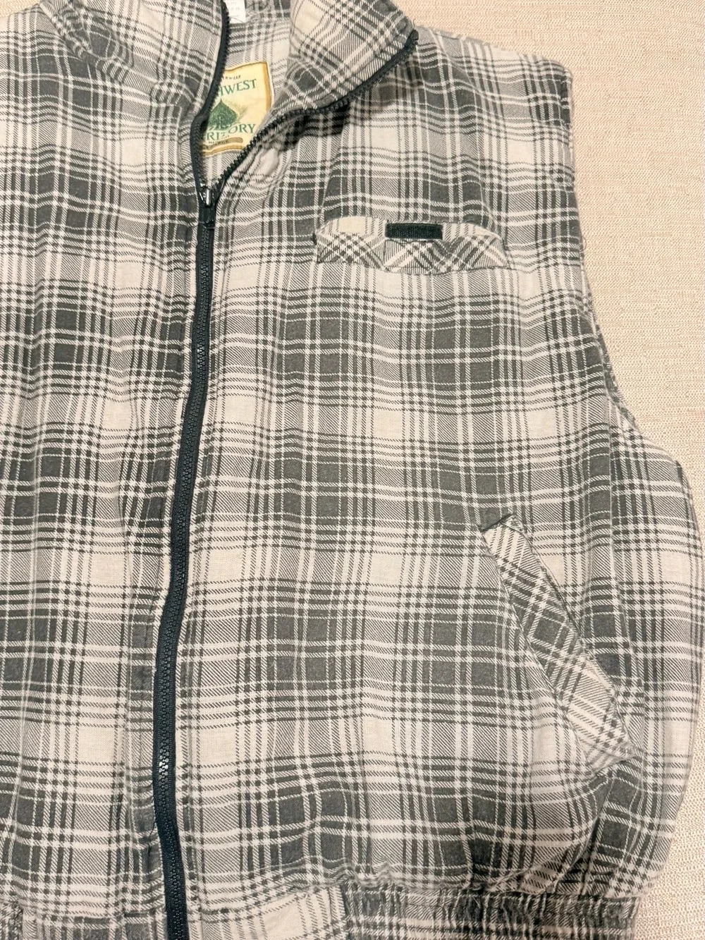 Northwest Territory Plaid Fleece Shirt Jacket in Gray and Cream